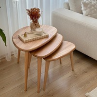 Table basse en bois massif de manguier avec plateau, design Flute