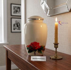 New Handcrafted Aluminum Cremation Urn 200cu Rose Memorial Urns for Ashes <b>Thread</b> <b>Lock</b> Adult Funeral Decorative Urns Metal Jars - Product Image 4
