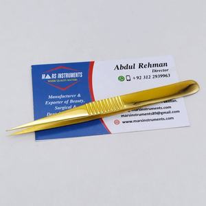 Pinzas profesionales para pestañas de acero inoxidable chapadas en oro, etiqueta privada personalizable para extensiones sostenibles, fibra puntiaguda - Product Image 4
