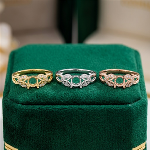 Hong Kong vente en gros classique 18K or blanc massif diamant véritable bande torsadée semi-monture bague de fiançailles fête des femmes - Product Image 5