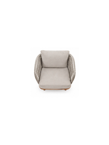 Sillón Moderno de Ratán con Patas de Madera, Asiento Tapizado en Tela, Respaldo Sólido, Estilo Escandinavo, Silla para Sala de Estar - Product Image 2