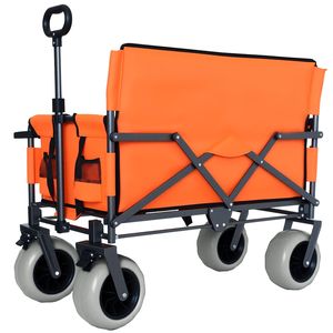 Carrello Pieghevole 3-in-1 Arancione con Capacità di 227 kg, Pneumatici da Spiaggia 9"x4" per Campeggio e Spiaggia, Dotato di Comoda Seduta a Panca - Product Image 6
