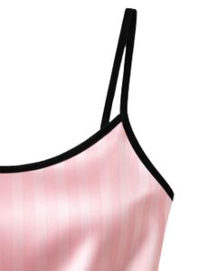 Pink Striped Satin Women Pajama Set Silk Sleepwear <b>Spaghetti</b> <b>Strap</b> Cami And Shorts Soft Luxury Nightwear Summer Lounge Set - Product Image 4