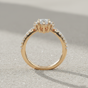 Anillo de Compromiso con Diamante Cultivado en Laboratorio, Chapado en Oro Rosa, Corte Marquesa Vintage, Halo, Fabricante de Joyería Personalizada OEM ODM Stonewels - Product Image 4