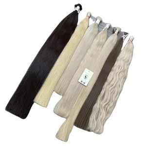 Trama de cabello humano a granel liso Natural Remy alineado con cutícula virgen de Vietnam de alta calidad disponible en tipo Flip-In - Product Image 1