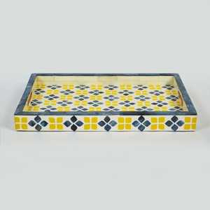 Nouveau plateau en bois avec incrustation de nacre et d'os, style arabe, pour servir café et en-cas, élégant, pour la maison, l'hôtel, le bureau, artisanal, Diwali - Product Image 2
