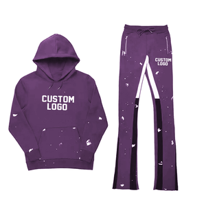 ชุดวอร์มสีแดงแบบ unisex เสื้อฮู้ดมีเชือกผูก กางเกงทรงหลวม สวมใส่สบาย แขนยาว สีพื้น เหมาะสำหรับฤดูใบไม้ร่วง รับสกรีนโลโก้ - Product Image 2