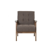 Canapé individuel moderne NUHOOM en chêne massif malaisien, rembourré en tissu, style mid-century, confortable, durable, avec dossier capitonné pour salon