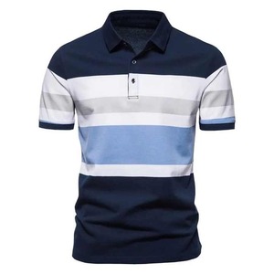 Polo en coton personnalisé bicolore pour homme, col classique, polo de golf, taille personnalisée, vêtements décontractés - Product Image 1