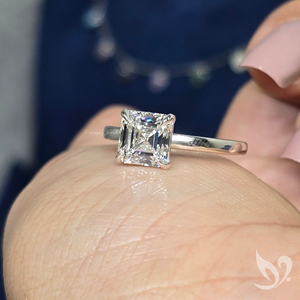 Bague solitaire en diamant de laboratoire taille Asscher certifié IGI 2 carats en or blanc massif 18 carats - Product Image 4