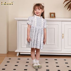 Vestido ECO Smocked para niñas con ribetes de volantes ODM OEM Venta al por mayor Ropa de vestir para niñas-DR4412 - Product Image 2
