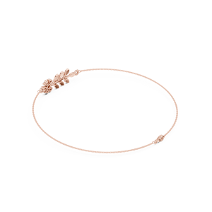 Bracelet en diamant cultivé en laboratoire à motif de feuille florale |   Bracelet chaîne en or rose massif 10K 14K 18K |   Bijou raffiné inspiré de la nature - Product Image 6