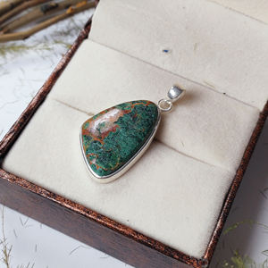 Colgante de Crisocola Natural Personalizado con Forma Elegante, Plata de Ley 925, Joyería de Piedras Preciosas Hecha a Mano, Venta al Por Mayor - Product Image 1