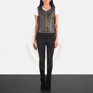 Gilet en cuir véritable de qualité supérieure pour femmes, en cuir de chèvre véritable, avec logo et tailles personnalisés - Product Image 6