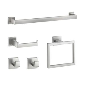 Set di Accessori per Bagno in Acciaio Inox da 24 Pollici, 5 Pezzi con 2 Porta Accappatoi e Porta Asciugamani, Finitura Nichel Spazzolato - Product Image 1