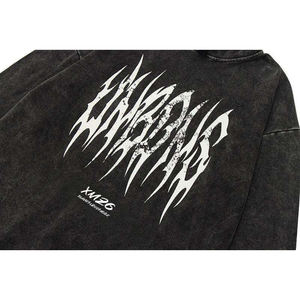 Sweat à capuche délavé à l'acide, fabrication OEM, en coton, effet vintage, personnalisation de la marque disponible pour les acheteurs au détail et en gros - Product Image 5