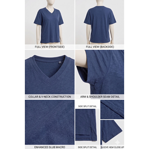 T-shirt oversize pour femme à col en V, couleur unie, épaules tombantes, séchage rapide, en jersey - Product Image 5