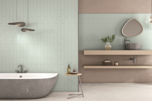 Carrelage mural en céramique souple brillant Aqua 75x300mm, collection Lavaline, motif Breeze of Soft Aqua, à nervures linéaires, aléatoire 03 - Product Image 5