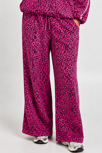 Jogging décontracté pour femme, imprimé léopard rose, coupe large, doux, avec rayures blanches, respirant, style streetwear, pour femmes - Product Image 1