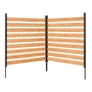 Pantalla de privacidad de madera maciza para exteriores de 48 x 49 x 28 pulgadas, valla de privacidad de madera con estacas metálicas, 2 paneles, valla para aire acondicionado, almacenamiento - Product Image 1