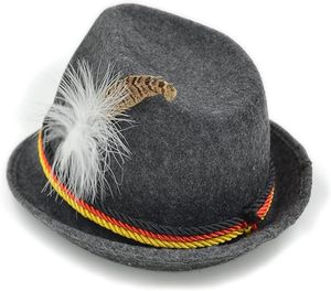 Chapeau Fedora en laine grise pour adulte avec bande et décoration en plumes, accessoire de fête unisexe, à porter au printemps et en automne - Product Image 4