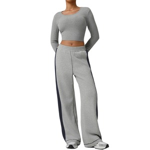 Ensemble de survêtement pour femmes avec logo personnalisé, pantalon de sport brodé, haut à manches longues, ensemble deux pièces pour femmes - Product Image 6