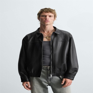 Veste en cuir de vache véritable pour homme, nouvelle collection 2026, col montant en toile, écologique, séchage rapide - Product Image 2