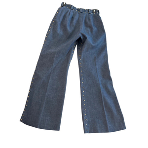 Ensemble 2 pièces en jean pour femme : haut long sans manches et pantalon à cheville, avec rivets décoratifs, couleur unie, style décontracté, coupe ample, toutes saisons - Product Image 6