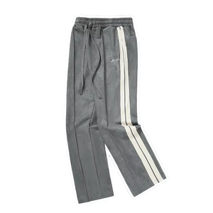 Customized Heavyweight 420G Side Webbing Embroidered Sweatpants Loose Leg Straight Pants Drawstrings Cotton Men's <b>Trousers</b> - Product Image 5