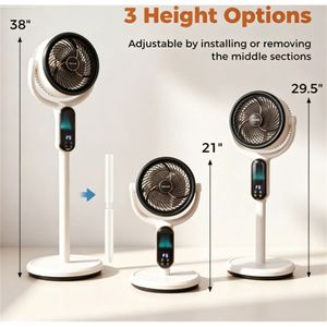 Ventilatore a piantana oscillante silenzioso a 8 velocità con altezza regolabile, pannello touch LED e telecomando con timer 12H, ideale per cappotti da donna - Product Image 4