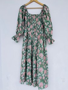 Femmes filles imprimé pur coton Maxi robe indien bloc imprimé décontracté été soirée à la mode en gros longue Midi en vrac - Product Image 1