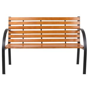 Panca da Esterno Robusta in Metallo e Legno con Telaio in Acciaio Scanalato per Hotel, Centri Commerciali e Giardini - Product Image 2