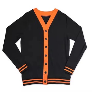 Custom College University 100% Cotton V-neck <b>Cardigan</b> Sweater Long Sleeve Knit Rib Pullover Button Decoration Korean Style - Product Image 1