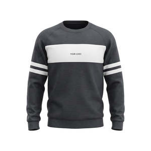 เสื้อสเวตเชิ้ตคอกลมลายทางสไตล์วาร์ซิตี้สำหรับผู้ชายแบบสั่งทำพิเศษ - ปักลายผ้าขนหนูแบบส่วนตัว ผ้าฝ้ายเทอร์รี่แบบซักแล้ว - Product Image 3