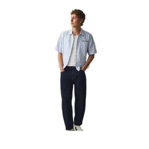 Men's Dark Blue Straight-Leg Jeans Mid Waist Regular Fit Casual Cotton Denim Autumn Wear - Product Image 2