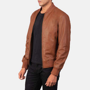 Blouson de moto en cuir de mouton pour homme, à capuche, col montant, logo personnalisé positionné à l'avant, style urbain, vente en gros - Product Image 3