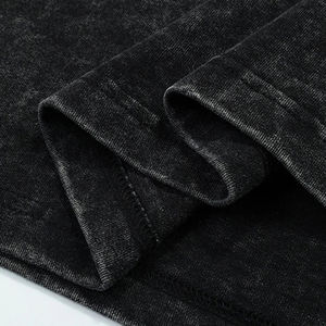 T-shirt personnalisé col rond 260 grammes coton bambou streetwear délavé à l'acide double couche manches longues coupe oversize écoresponsable 2-en-1 sérigraphié - Product Image 4