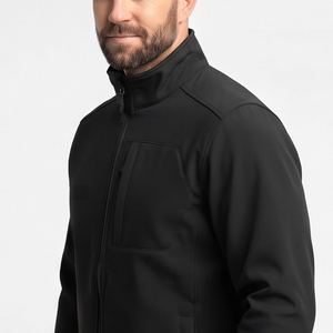 Veste softshell imperméable pour homme en toile, à capuche, col montant, poche poitrine, coupe-vent, décontractée, pour l'extérieur, coupe ajustée, respirante - Product Image 5