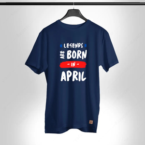T-shirt noir à manches courtes pour homme, col rond, décontracté, Legend Born April, jersey tricoté, coupe classique, 100 % coton, sérigraphié, séchage rapide - Product Image 6