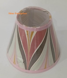 Nuevas llegadas: Pantalla de lámpara cónica moderna de papel marmoleado rosa retro a rayas, hecha a mano y con recubrimiento en polvo, para hoteles y restaurantes. - Product Image 4