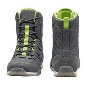 Calzado Deportivo, Botas de Boxeo de Media Caña en Gris Oscuro y Verde Neón, Antideslizantes, Transpirables, de Cuero Sintético - Product Image 1