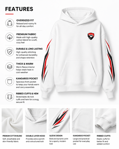 Sweat-shirt à capuche blanc personnalisé Dumela, unisexe, surdimensionné, 100% coton, tissu éponge français, poche avant, décontracté, écologique - Product Image 6