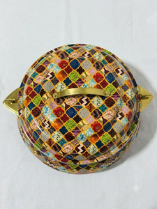 Stainless Steel Insulated Hotpot Round Casserole <b>Non</b> <b>Stick</b> Enamel Coated Interior Colorful Arabic Mosaic Food Warmer - Product Image 4