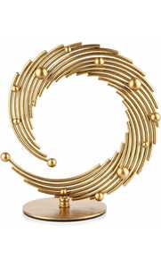 Sculpture Circulaire en Métal Plaqué Or, Décoration Artistique Art Déco pour Table, Faite à la Main, Design Géométrique Abstrait, Idéale pour l'Entrée dans une Nouvelle Maison ou Diwali - Product Image 6