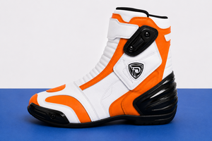 Botas de Motociclismo Dumela, Color Naranja y Blanco, de Cuero Genuino, Transpirables, Impermeables, Protectoras, para Todas las Estaciones, Deportivas - Product Image 5