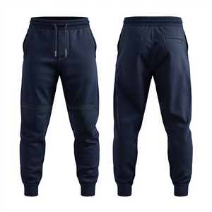 New Arrival Premium Unisex <b>Navy</b> Blue French Terry <b>Jogger</b> Pants Heavy Cotton Relaxed Fit Fashion Bottoms - Product Image 3