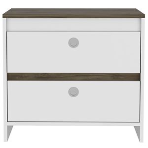 Comodino Otom in rovere Smokey/bianco con piano superiore uno scaffale aperto un cassetto con quattro gambe - Product Image 2