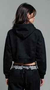 Trendy Crop Hoodie Casual Streetwear Long Sleeve Pullover Hoodie Comfy Loose Fit Sweatshirt Printed 100% Cotton Women's Hoodies - Product Image 6