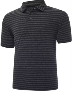 Polo rayé noir pour homme, nouvelle mode, coupe ajustée, en coton et élasthanne respirant, manches courtes, grandes tailles, vente en gros - Product Image 1