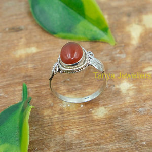 แหวนพลอยคาร์เนเลียนสีแดงธรรมชาติ แหวนพลอยสีแดง แหวนเงินแท้ 925 แหวนทำมือ แหวนแต่งงาน แหวนหมั้น เครื่องประดับคาร์เนเลียน - Product Image 6